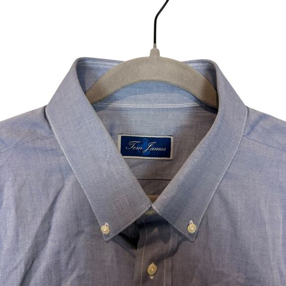 Tom James Shirt Mens Gray Chambray Pockets Long Sleeve Casual Button-Down - Picture 5 of 10
